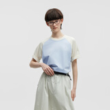 蕉内非常302Regular男女同款速干轻薄棉感圆领短袖休闲T恤春夏打底新 牙白拼雾蓝 XL