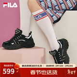 FILA斐乐SOFIA鱼刺鞋女鞋跑步鞋复古老爹鞋女增高鞋休闲鞋 黑-BK 37.5