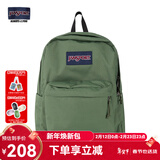 JANSPORT杰斯伯书包轻便双肩包男女旅行包简约背包电脑包学生校园 4QUTKM1军绿色-带侧边袋