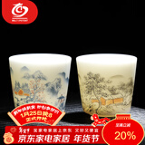 MULTIPOTENT主人杯中国白瓷羊脂玉瓷功夫茶杯对杯高口杯2个装新年礼物礼盒