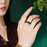 等妃高端全沉水级芽庄天然白奇楠沉香戒指男女士文玩戒子香木轻奢指环 款式二 约4mm*1.5g