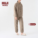 MUJI女式 绗缝 家居睡衣套装 家居服秋冬季款 保暖三层 BB2ORA3A  灰棕色 L/XL上装170/92A,下装170/74A