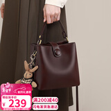 YUYULA牛皮包包女包水桶包通勤轻奢单肩斜挎包生日情人节礼物送女友老婆