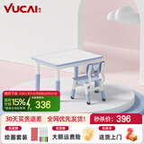 育才儿童桌椅花生桌可升降涂鸦幼儿园学习画画桌宝宝积木玩具游戏桌椅 小蓝鲸长方桌80X60CM 配一椅