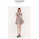 LULUALWAYS我爱露露24夏季新款时尚气质俏皮露腰花苞裙短款连衣裙 浅粉色 M