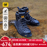 卡特（CAT）马丁靴工装靴男鞋牛皮防泼水防撞防触电户外轻量登山靴THRESHOLD 黑色P91696 42