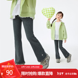 茵曼（INMAN）童装女童弹力修身打底裤蝴蝶结刺绣秋季中大童撞色包边裤 灰色 130