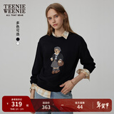 Teenie Weenie小熊秋季简约圆领套头卫衣学院风短款上衣休闲时尚女 黑色 S (160) 【尺码偏大，建议拍小一码】