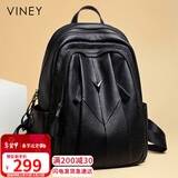 viney牛皮双肩包女大容量旅行背包学生书包高颜值电脑包生日礼物送女友