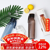 乐扣乐扣（LOCK&LOCK）夏季运动水杯简约塑料杯户外便携水壶男女学生杯子棕色550ML