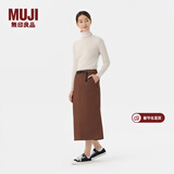 MUJI女式 丝光斜纹 窄裙  长半身裙女冬季款裙子 BEY02C4A 棕色 L (165/70A)