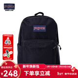 JANSPORT杰斯伯书包轻便双肩包男女旅行包简约背包电脑包学生校园 4QUE008爵士黑-侧袋+隔层
