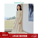 茵曼（INMAN）2025秋冬女装新款灯芯绒连衣裙新品长袖休闲针织礼服中长裙子 淡香杏-18348357H1 M