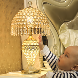 优丽美家特别好看的水晶台灯卧室床头灯欧式台灯温馨浪漫床头柜轻奢装饰灯 金色【纯手工串珠打磨抛光】