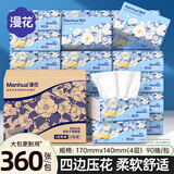 漫花蓝茶花抽纸巾4层360张*24包整箱纸抽家用餐巾纸擦手卫生纸实惠装