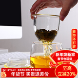 全度（Quandu）玻璃茶杯茶具办公杯喝茶杯绿茶杯带过滤内胆泡茶杯玻璃水杯子 茶杯QD01（380ML)