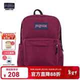 JANSPORT杰斯伯书包轻便双肩包男女旅行包简约背包电脑包学生校园 4QUT04S深紫酒红-侧边袋