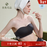素肌良品无肩带小胸显大聚拢无痕抹胸防走光透气美背婚纱礼服文胸内衣女 气质黑 （1.5CM小海浪) L （75C、80AA、A、B）