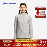 迪卡侬（DECATHLON）保暖户外抓绒衣外套男女运动宽松秋摇粒绒外套冲锋衣内胆 女款-全拉链-浅灰色 M