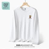 JEANSWEST LIFE真维斯长袖t恤男潮春秋纯棉白色打底衫学生宽松圆领纯色内搭上衣A