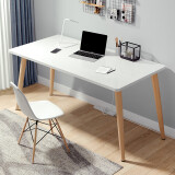 文归 电脑桌书桌台式家用简约桌子学习桌卧室简易小型学生写字桌 松木腿-暖白色 60x40x72cm
