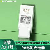 德力普（Delipow）9V充电锂电池 九伏6F22方块电池大容量充电套装适用万用表/话筒/玩具遥控器/电吉他/烟雾报警器等 双槽智能充电器
