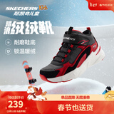 Skechers斯凯奇儿童秋冬休闲男女童二棉鞋轻质加绒保暖靴405222L/302583L 男童/黑色/红色/BKRD 34