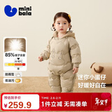 迷你巴拉巴拉连体羽绒服男女童宝宝冬季加厚三防萌趣动物毛绒帽羽绒连体衣