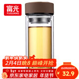 富光 男女士双层玻璃杯 高硼硅玻璃304茶隔水杯子 带茶隔泡茶杯500ml