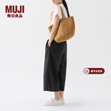 MUJI纸编 托特包 手提包 包包 女包 通勤 编织包 大容量 度假沙滩包 浅棕色 大 底部直径25cm，高25cm