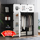 安尔雅简易衣柜组合塑料组装单人衣柜双人衣橱现代简约出租房衣柜