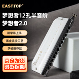 东方鼎（EAST TOP）半音阶口琴12孔48音白色款 梦想者2.0 专业演奏初学练习通用款