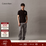 Calvin KleinJeans夏季男士商务休闲通勤ck翻领字母印花透气短袖T恤POLO衫 BEH-黑色 M （建议130-150斤）