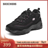 斯凯奇（Skechers）新年礼物黑白金加绒老爹鞋女厚底增高百搭舒适保暖运动鞋896268