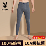 花花公子男士秋裤男100%棉抗菌薄款线裤衬裤明根单裤秋裤单件打底保暖裤男 100%纯棉抗菌 （深灰-暗根款） L （推荐体重90-110斤）