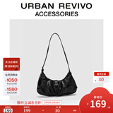 UR2025秋季新款女气质褶皱半月包单肩包UAWB50142 黑色