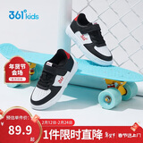 361°儿童四季板鞋男女童(3-12岁)百搭魔术贴滑板鞋小白鞋 黑32