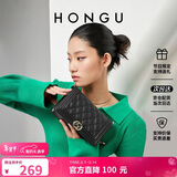 红谷包包女包菱格单肩包通勤头层牛皮斜挎包小方包 情人节送女友