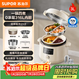 苏泊尔（SUPOR）鸳鸯电压力锅3L 多功能0涂层钢胆2-4人家用 风冷降压电饭煲电炖锅高压锅SY-30YC3001