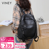 viney牛皮双肩包女大容量高颜值书包旅游轻便旅行包背包生日情人节礼物