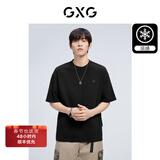 GXG男装 夏季新款重磅系列精致小字母绣花圆领短袖T恤 黑色 M