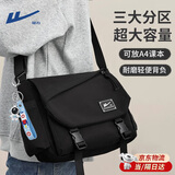 回力（Warrior）斜挎包男女大容量单肩包帆布休闲轻便邮差包通勤外出挎包运动上学