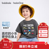 巴拉巴拉童装短袖儿童t恤男童纯棉2025新款夏季吸湿速干衣服半袖男宝上衣 高级灰 -车车合集 120