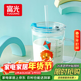 富光玻璃杯家用儿童牛奶杯子带刻度吸管水杯男女宝宝冲泡奶粉杯带把手