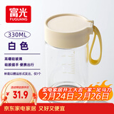 富光清然玻璃杯 高硼硅玻璃水杯子 女生便携牛奶咖啡刻度茶杯330ml