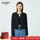 深呼吸DEEP BREATH女装复古葱纱小香风针织开衫女A400677 黑金 L (4)