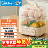 美的（Midea）煮蛋器蒸蛋器双层家用迷你小蒸锅 早餐鸡蛋羹自动断电防干烧便携式家用MZ-ZDE2015D