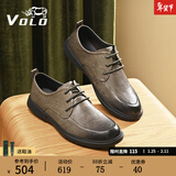 VOLO犀牛男鞋商务休闲皮鞋真皮透气软底西装鞋皮鞋男士 卡其色 【手抓皮】 40