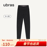 ubras仿牛仔高腰收腹加绒打底裤女保暖时尚高弹可外穿 黑色平腰款 1条 L