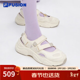 斐乐（FILA）FUSION斐乐玛丽珍凉鞋女鞋新款凉拖魔术贴海螺沙滩鞋 古白色/燕麦色-AO 36.5